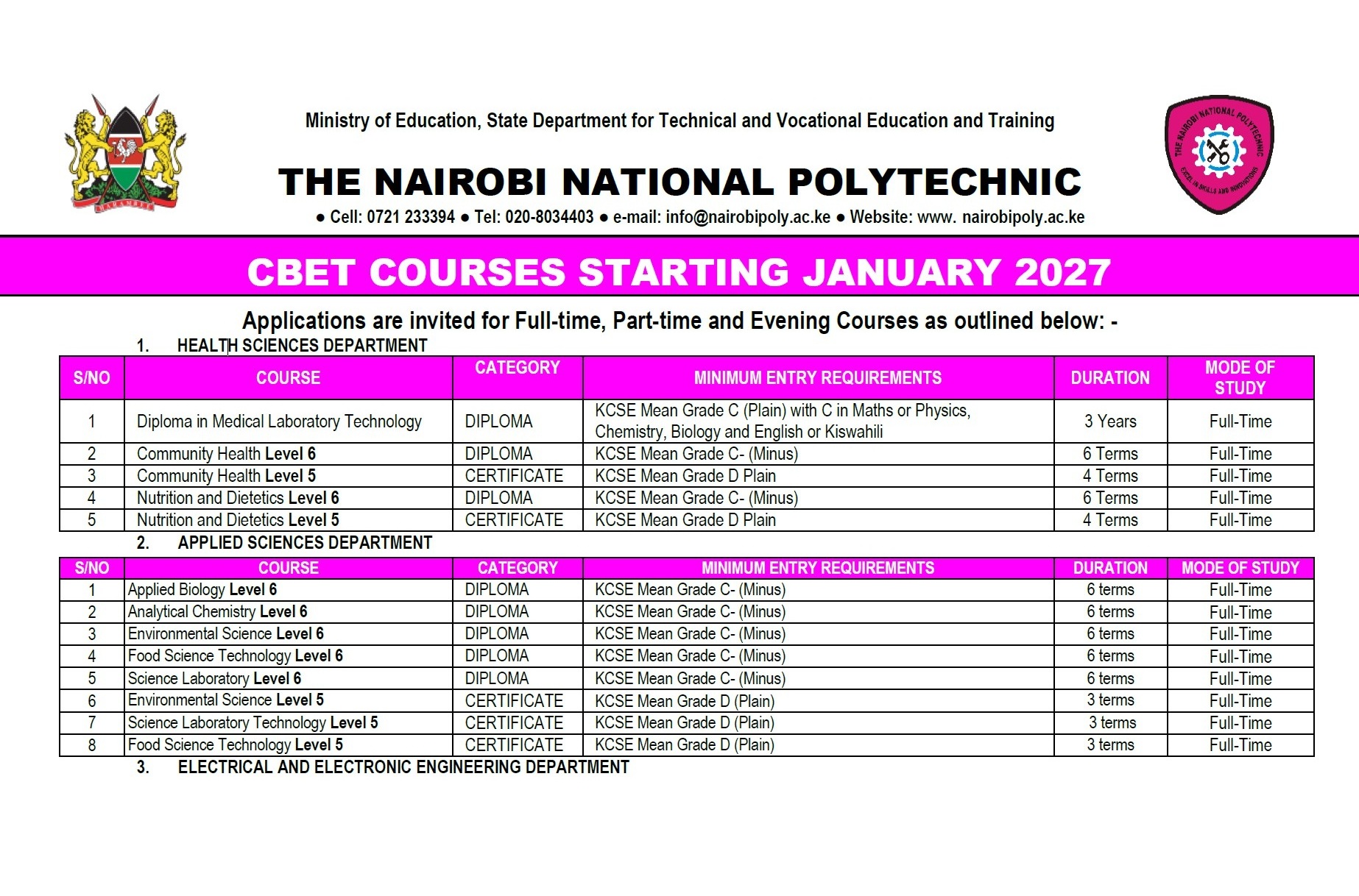 Application for Jan 2027 intake Image